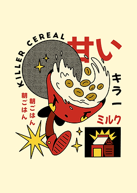 Retro Killer Cereal Cartoon