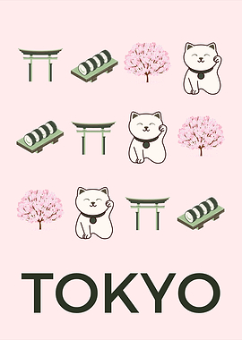 Tokyo Preppy Pink Illustration