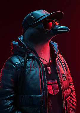 Neon Cyberpunk Penguin