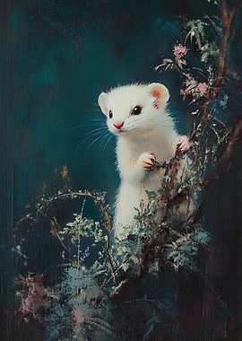 White Ferret in Foliage