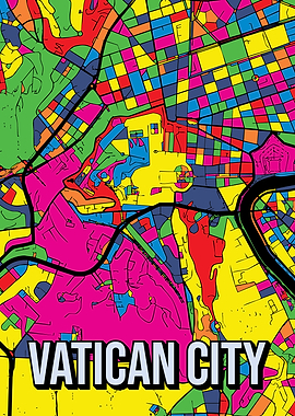 Vatican City Map Pop Art