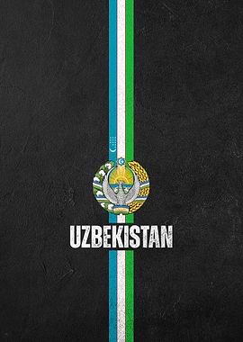 Uzbekistan Flag on Black