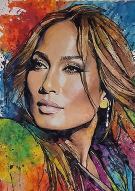 Jennifer Lopez Watercolor Portrait