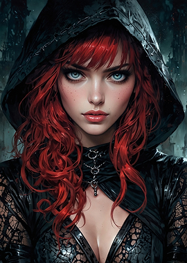 Redhead in Black Hood - Kianna