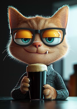 Cool Cat with Beer