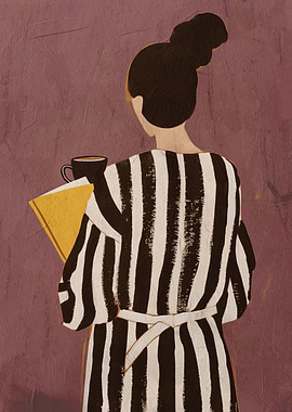 Woman in Striped Robe