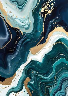 Abstract Blue and Gold Marble