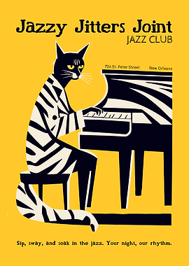 Jazz Club Cat Retro Poster