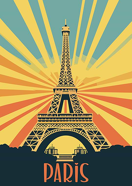 Paris Eiffel Tower Vintage Poster