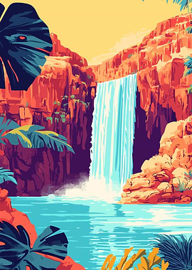 Arizona Waterfall Minimalist Nature Art