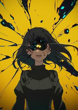 Anime Girl with Shattered Eye