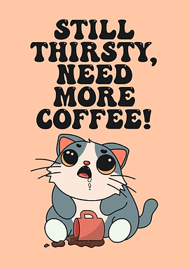 Still Thirsty, Need More Coffee Cat