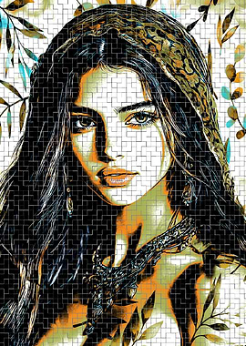 Woman with Long Hair and Jewelry