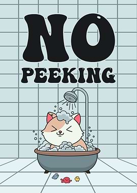 Funny Cat Bath Poster