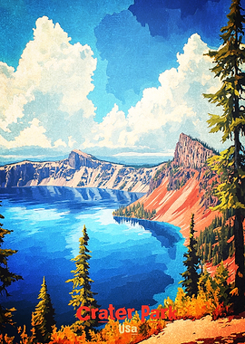 Crater Lake National Park Art Poster