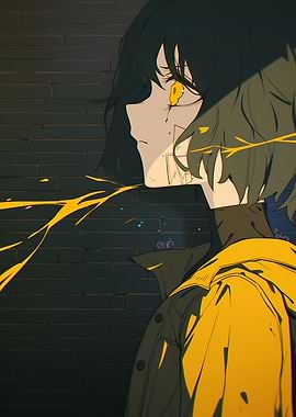 Anime Girl with Yellow Splashes