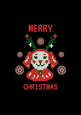 Pixelated Christmas Dog