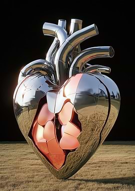 Metallic Heart Sculpture