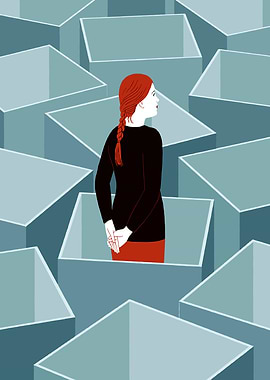 Woman in a Box Maze