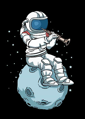 Astronaut Playing Oboe Oboist Kids Music Oboe