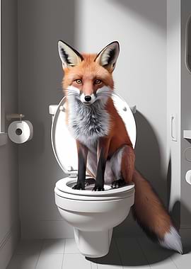 Realistic Toilet Fox Art