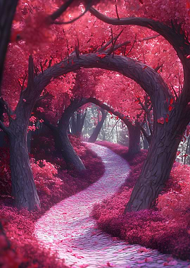 Surrealism A forest path with trees Nature Art