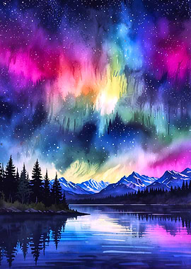 Aurora Borealis Watercolor