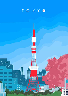 Tokyo Tower Skyline