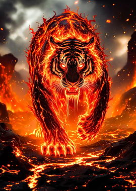 Fiery Wild Tiger