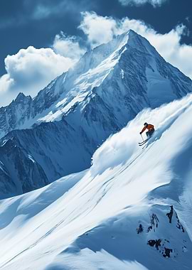 Skier on Mountain Slope