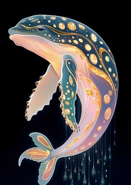 Golden Whale Art Animal