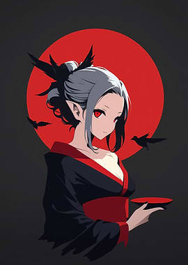 Anime Girl with Red Eyes