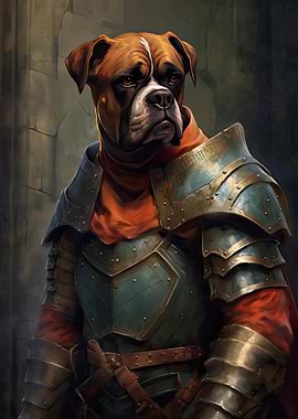 Boxer Dog Knight in Armor