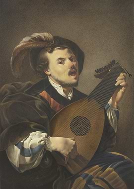 A Man playing a Lute