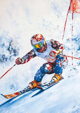 Downhill Skier Painting
