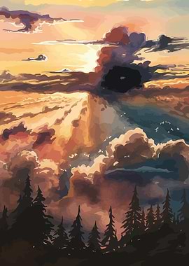 Sunset Sky with Forest