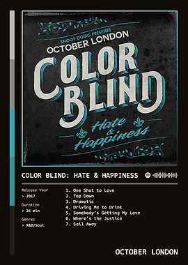 Color Blind: Hate & Happiness (2017) Album by October London