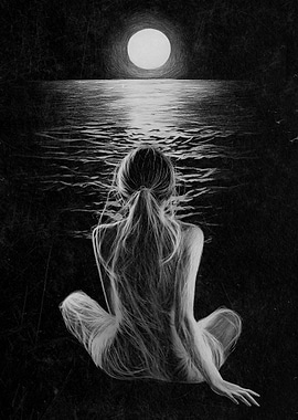 Woman by the Moonlit Sea