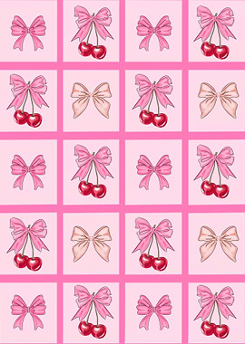 Pink Bow and Cherry Pattern