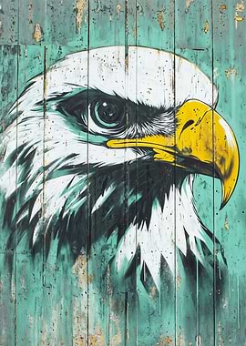 Eagle Graffiti on Wood