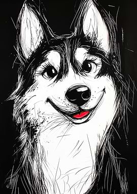 Smiling Husky Portrait