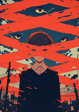 Anime Boy with Red Eyes