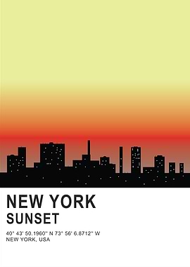 New York City Sunset Skyline