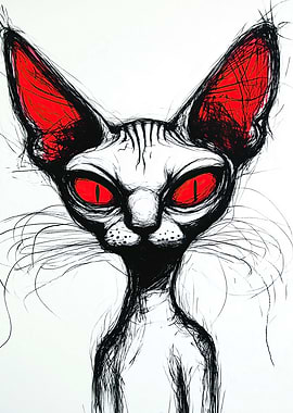 Sphynx Cat with Red Eyes
