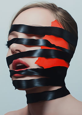 Woman Bound by Black Ribbons