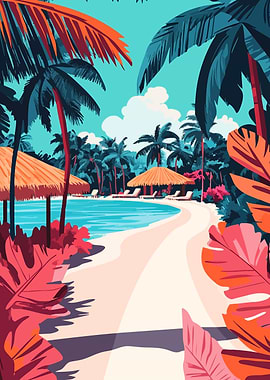 Tropical Maldives Beach Minimalist Art