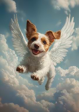 Jack Russell Terrier Angel | Pet Tribute Print | Dog with Angel Wings