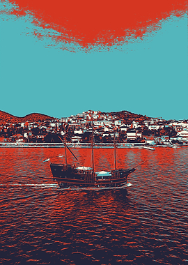 Sailing Ship at Sunset