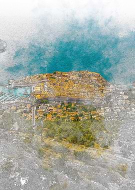 Aerial View of Coastal Town Dubrovnik