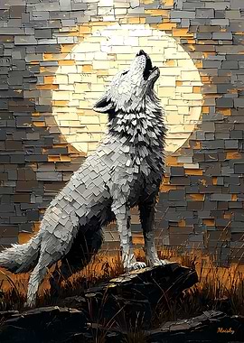 Howling Wolf Under Moonlight – Bold Impasto Artwork
